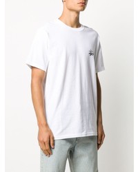 T-shirt à col rond imprimé blanc Stussy