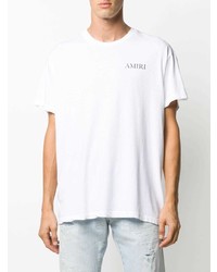 T-shirt à col rond imprimé blanc Amiri