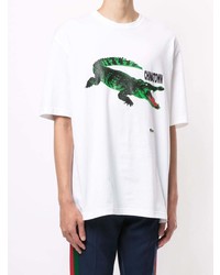 T-shirt à col rond imprimé blanc Lacoste