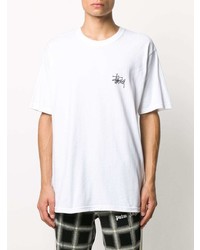 T-shirt à col rond imprimé blanc Stussy