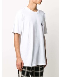 T-shirt à col rond imprimé blanc Stussy