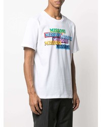 T-shirt à col rond imprimé blanc Missoni