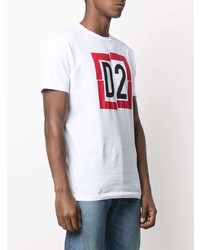 T-shirt à col rond imprimé blanc DSQUARED2