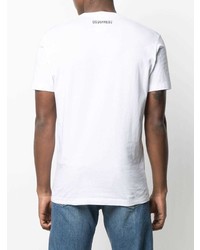 T-shirt à col rond imprimé blanc DSQUARED2