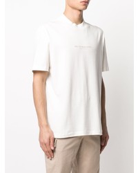 T-shirt à col rond imprimé blanc Brunello Cucinelli
