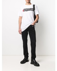 T-shirt à col rond imprimé blanc DSQUARED2