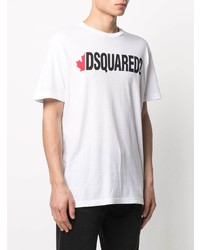 T-shirt à col rond imprimé blanc DSQUARED2