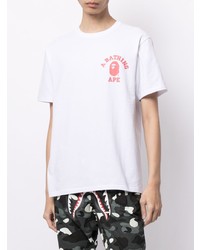 T-shirt à col rond imprimé blanc A Bathing Ape