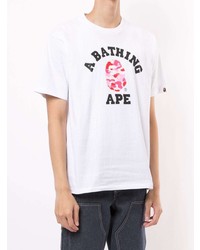 T-shirt à col rond imprimé blanc A Bathing Ape