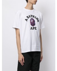 T-shirt à col rond imprimé blanc A Bathing Ape