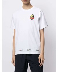 T-shirt à col rond imprimé blanc A Bathing Ape