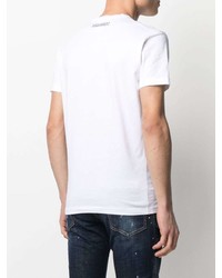 T-shirt à col rond imprimé blanc DSQUARED2