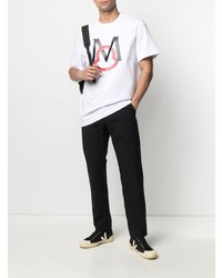 T-shirt à col rond imprimé blanc Moncler