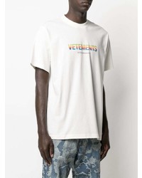 T-shirt à col rond imprimé blanc Vetements