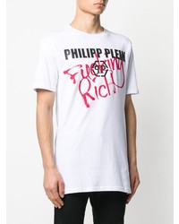 T-shirt à col rond imprimé blanc Philipp Plein