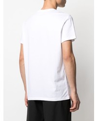 T-shirt à col rond imprimé blanc Balmain