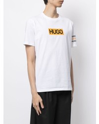 T-shirt à col rond imprimé blanc Hugo