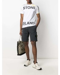 T-shirt à col rond imprimé blanc Stone Island