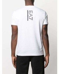 T-shirt à col rond imprimé blanc Ea7 Emporio Armani