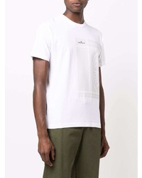 T-shirt à col rond imprimé blanc Stone Island