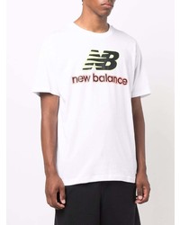 T-shirt à col rond imprimé blanc New Balance