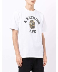 T-shirt à col rond imprimé blanc A Bathing Ape