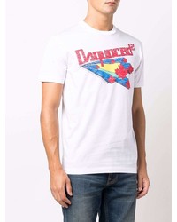 T-shirt à col rond imprimé blanc DSQUARED2