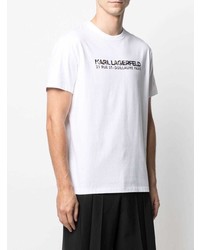 T-shirt à col rond imprimé blanc Karl Lagerfeld