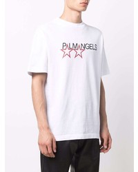 T-shirt à col rond imprimé blanc Palm Angels