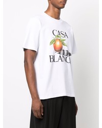 T-shirt à col rond imprimé blanc Casablanca