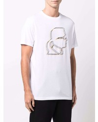 T-shirt à col rond imprimé blanc Karl Lagerfeld