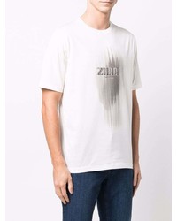 T-shirt à col rond imprimé blanc Zilli