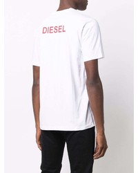 T-shirt à col rond imprimé blanc Diesel