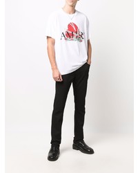 T-shirt à col rond imprimé blanc Amiri