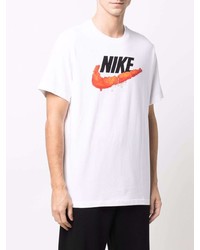 T-shirt à col rond imprimé blanc Nike