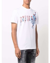 T-shirt à col rond imprimé blanc DSQUARED2