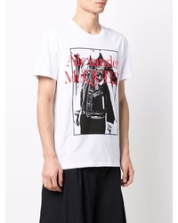 T-shirt à col rond imprimé blanc Alexander McQueen