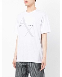 T-shirt à col rond imprimé blanc Armani Exchange