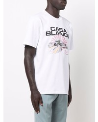 T-shirt à col rond imprimé blanc Casablanca