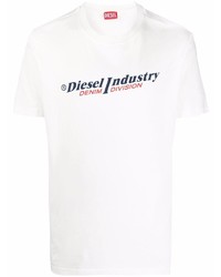 T-shirt à col rond imprimé blanc Diesel