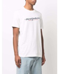 T-shirt à col rond imprimé blanc Diesel