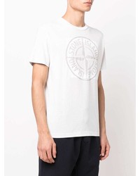 T-shirt à col rond imprimé blanc Stone Island