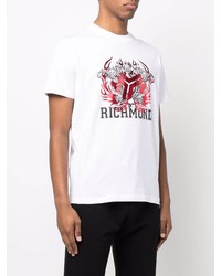 T-shirt à col rond imprimé blanc John Richmond