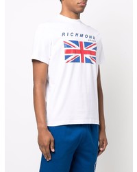 T-shirt à col rond imprimé blanc John Richmond