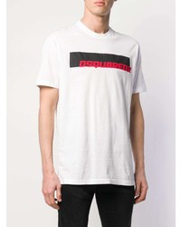 T-shirt à col rond imprimé blanc DSQUARED2