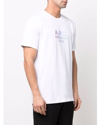 T-shirt à col rond imprimé blanc A.P.C.