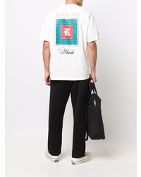 T-shirt à col rond imprimé blanc Rhude