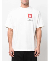 T-shirt à col rond imprimé blanc Rhude