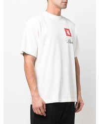 T-shirt à col rond imprimé blanc Rhude