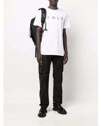 T-shirt à col rond imprimé blanc Moncler